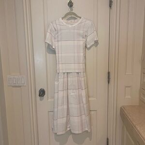 Project Adamo White & Plaid Short-Sleeve Skirt Set
